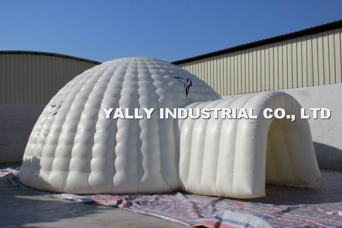 Bespoke portable outdoor inflatable LED dome tent with tunnel