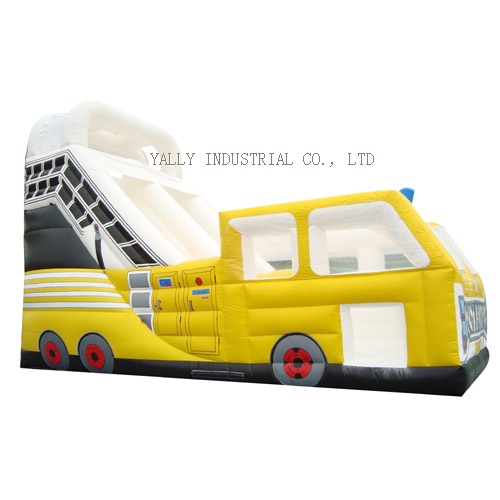 yellow truck inflatable slide