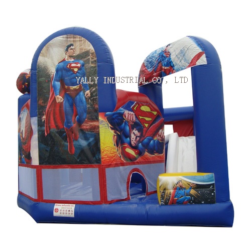 superman inflatable castles with obstacle course