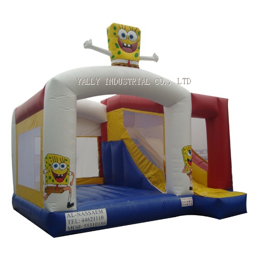 sponge bob inflatable moonwalk with slide