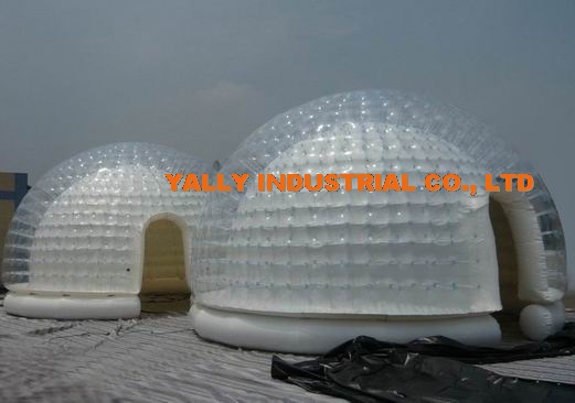 transparent double layer inflatable dome tent for outdoor activity