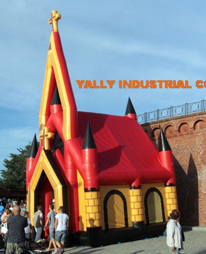 red roof air tight inflatable catholic church inflatable house tent
