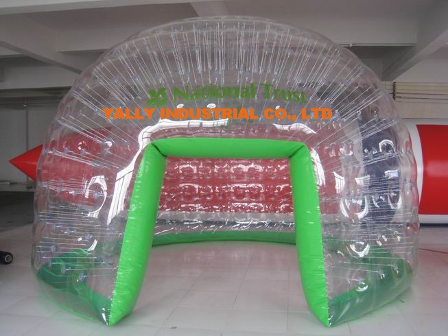Double layer airtight inflatable clear dome tent