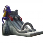 wizard palace and purple dragon inflatable slide
