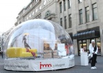 portable meeting room with clear inflatable bubble dome shape