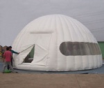 White mobile inflatable igloo tent with clear window