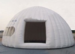 White mobile inflatable igloo tent with clear window