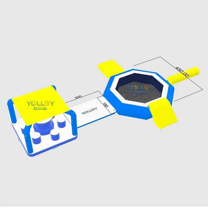 Inflatable Floating Water Trampoline Park Combo Platform With Tent