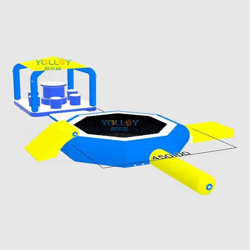 Inflatable Floating Water Trampoline Park Combo Platform With Tent