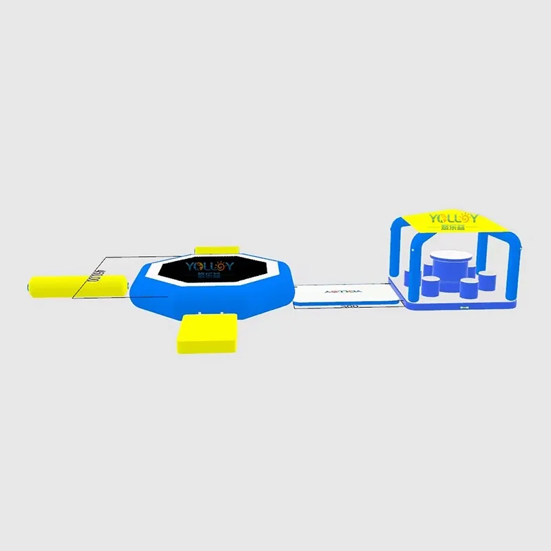 Inflatable Floating Water Trampoline Park Combo Platform With Tent