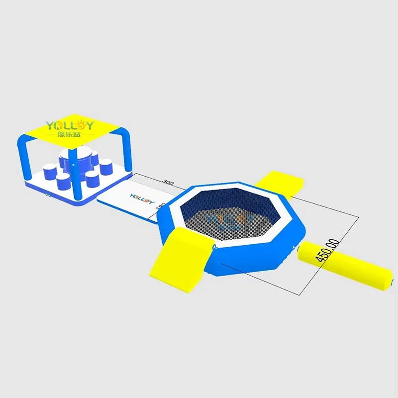 Inflatable Floating Water Trampoline Park Combo Platform With Tent