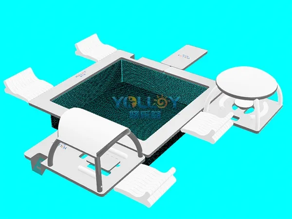 3D design drafts of inflatable island dock swim platform (2)